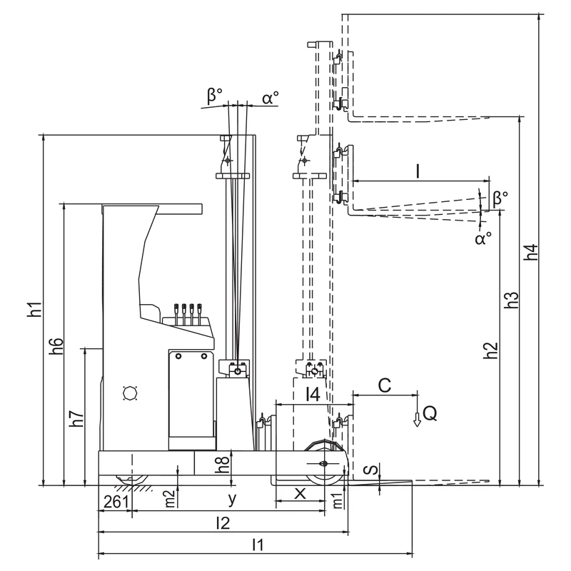 REV15SJ üléses ellensúlyos tolóoszlopos targonca, 1500 kg – 2. kép